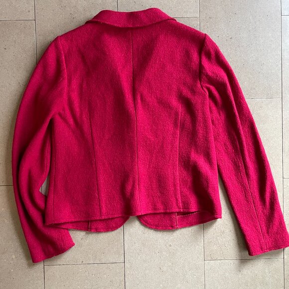 J. Jill Blazer Jacket Red Wool blend Short Cardigan Notch Lapel-XS - Picture 5 of 11